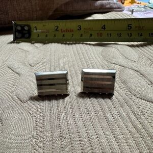 Silver Striped Cufflinks